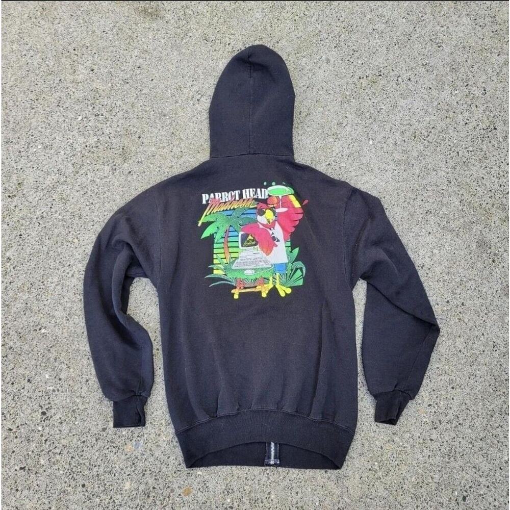 Vintage 90s AOL America Online Zip Up Hoodie Sweatshirt Black Small Rare
